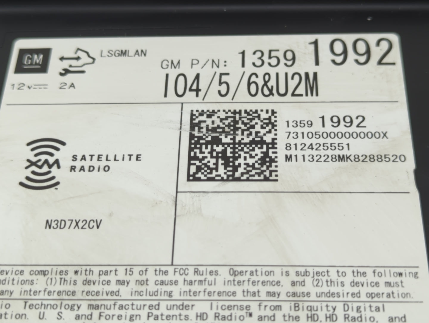 2014 Chevrolet Silverado 1500 Radio AM FM Cd Player Receiver Replacement P/N:13591992 Fits Fits 2013 2015 OEM Used Auto Part
