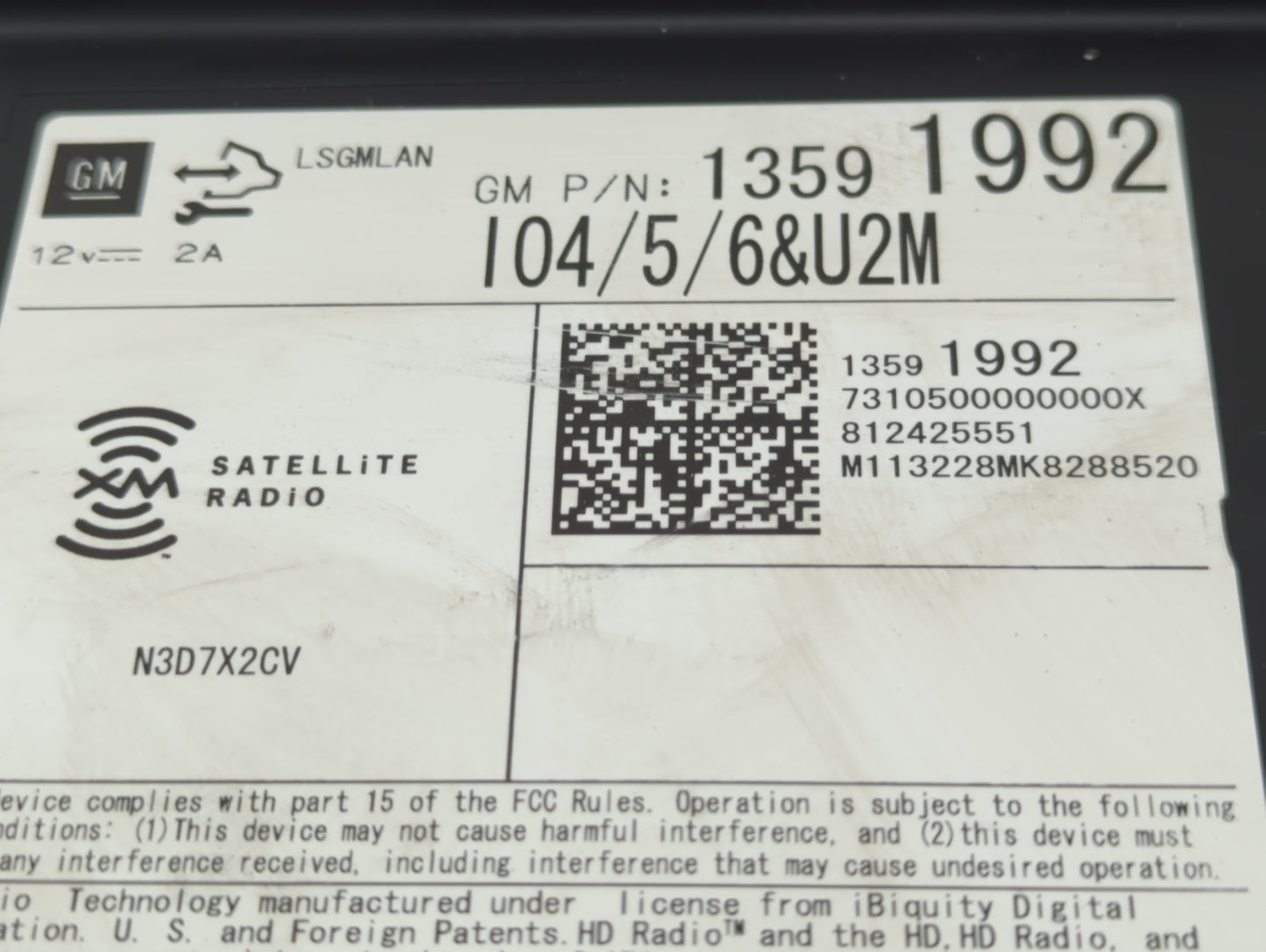 2014 Chevrolet Silverado 1500 Radio AM FM Cd Player Receiver Replacement P/N:13591992 Fits Fits 2013 2015 OEM Used Auto Part