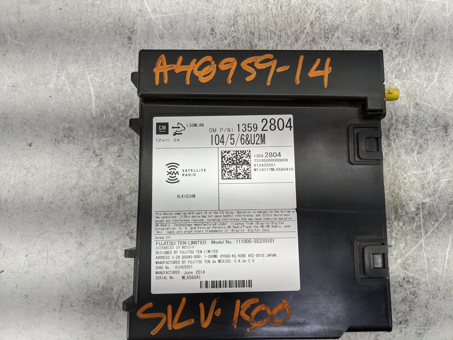 2014 Chevrolet Silverado 1500 Radio AM FM Cd Player Receiver Replacement P/N:13592804 11100055310101, XLK1834W Fits Fits 201