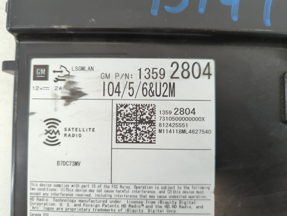 2014 Chevrolet Silverado 1500 Radio AM FM Cd Player Receiver Replacement P/N:13592804 Fits Fits 2013 2015 OEM Used Auto Part