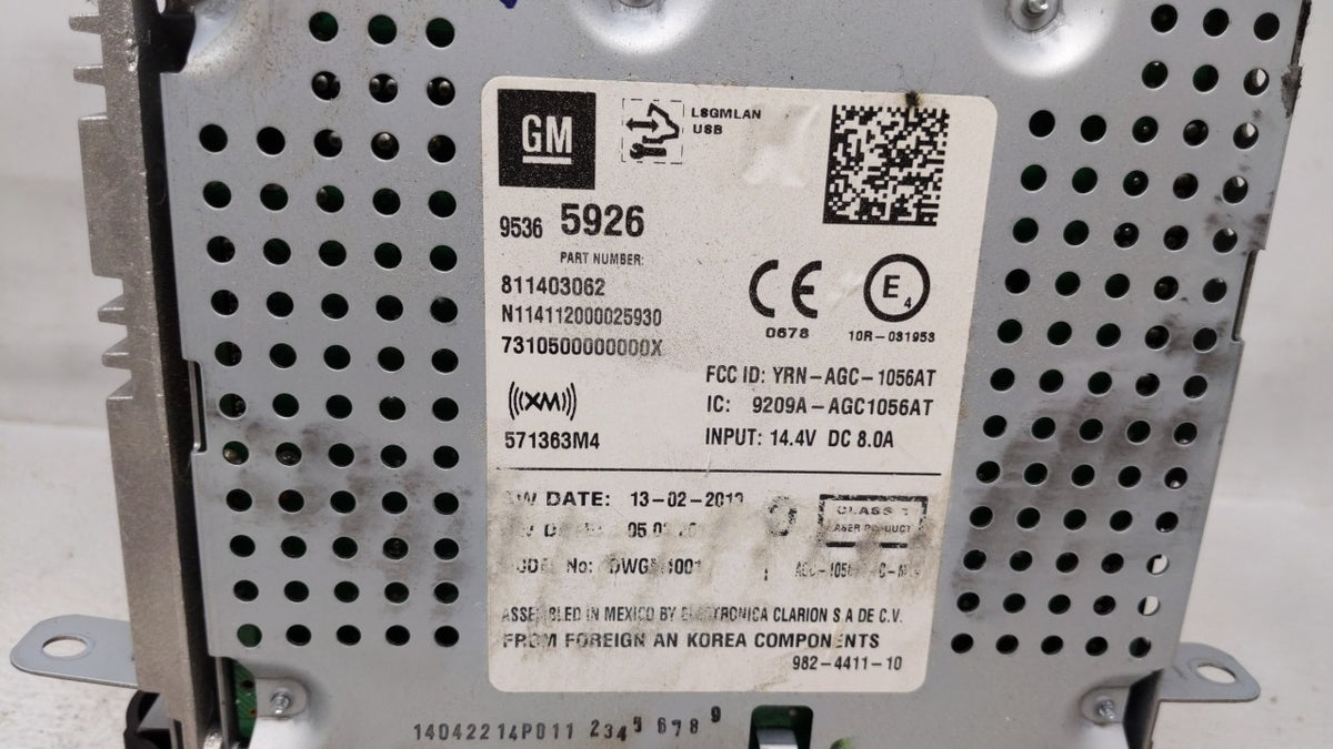 2014 Chevrolet Sonic Radio AM FM Cd Player Receiver Replacement P/N:95365926 OEM Used Auto Parts - Oemusedautoparts1.com