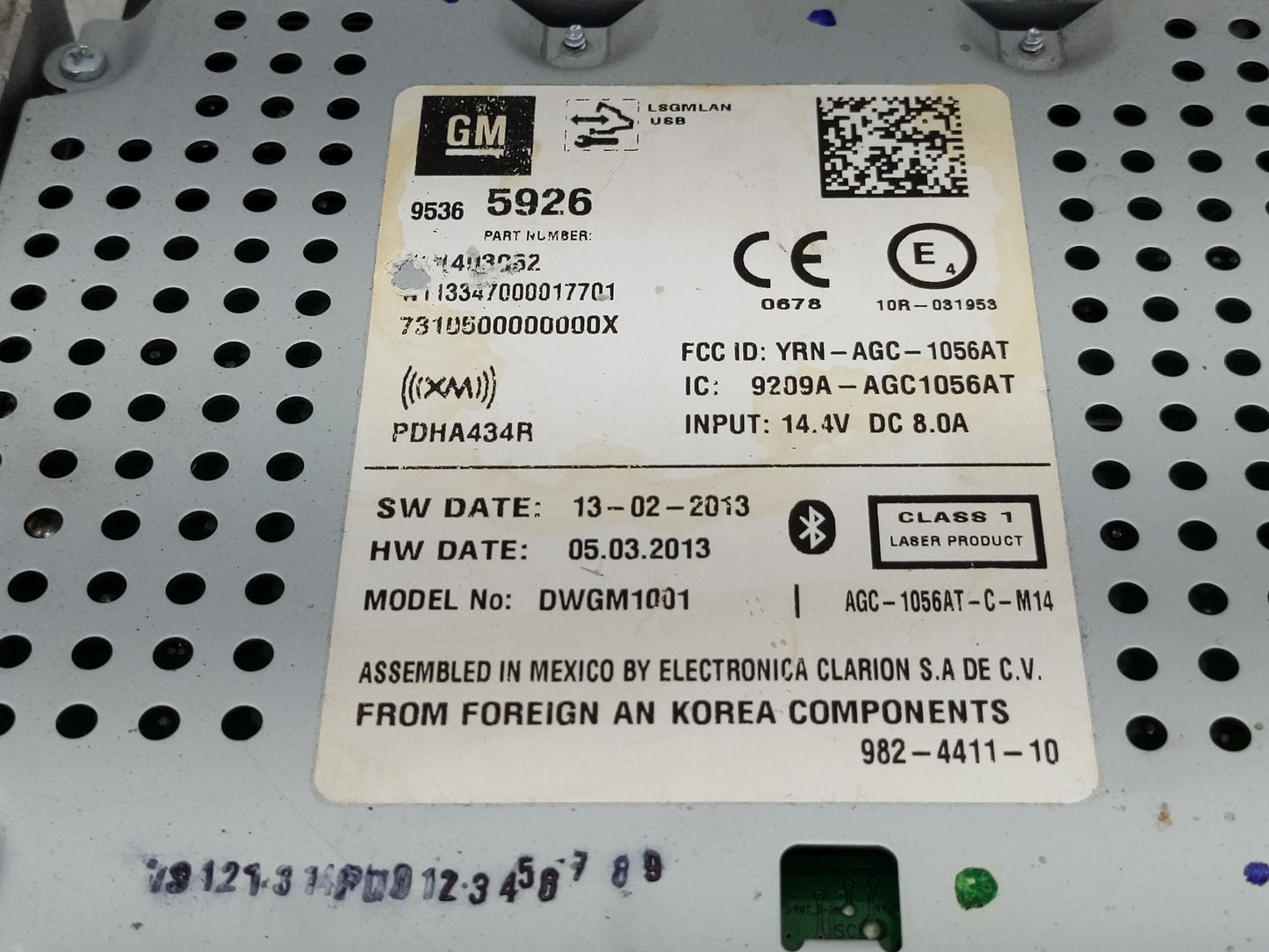 2014 Chevrolet Sonic Radio AM FM Cd Player Receiver Replacement P/N:95365926 Fits OEM Used Auto Parts - Oemusedautoparts1.co