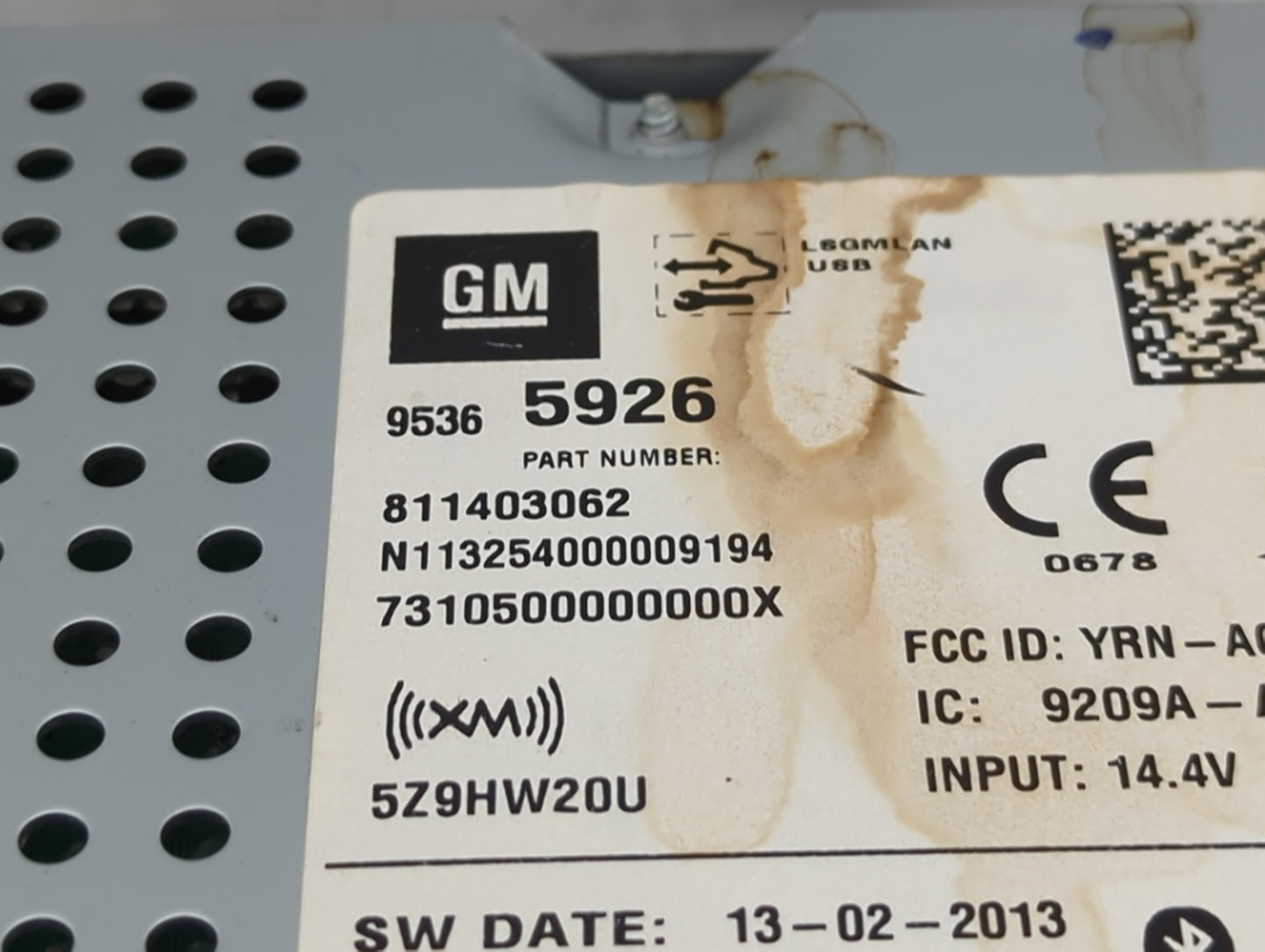2014 Chevrolet Sonic Radio AM FM Cd Player Receiver Replacement P/N:95365926 811403062 Fits OEM Used Auto Parts - Oemusedaut