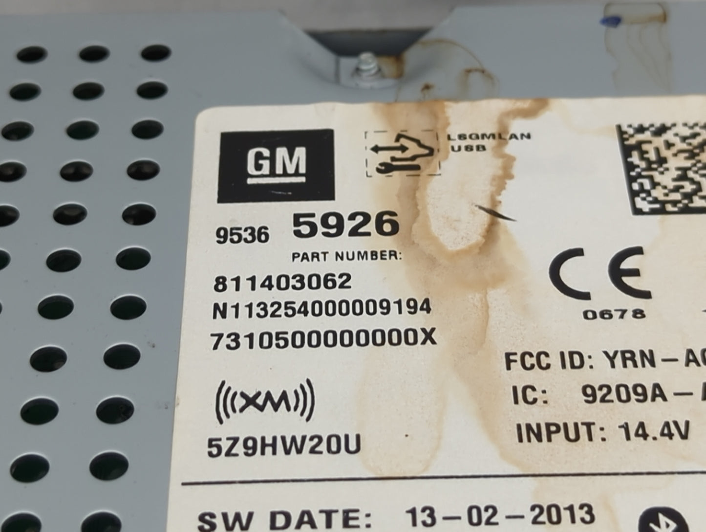 2014 Chevrolet Sonic Radio AM FM Cd Player Receiver Replacement P/N:95365926 811403062 Fits OEM Used Auto Parts - Oemusedaut