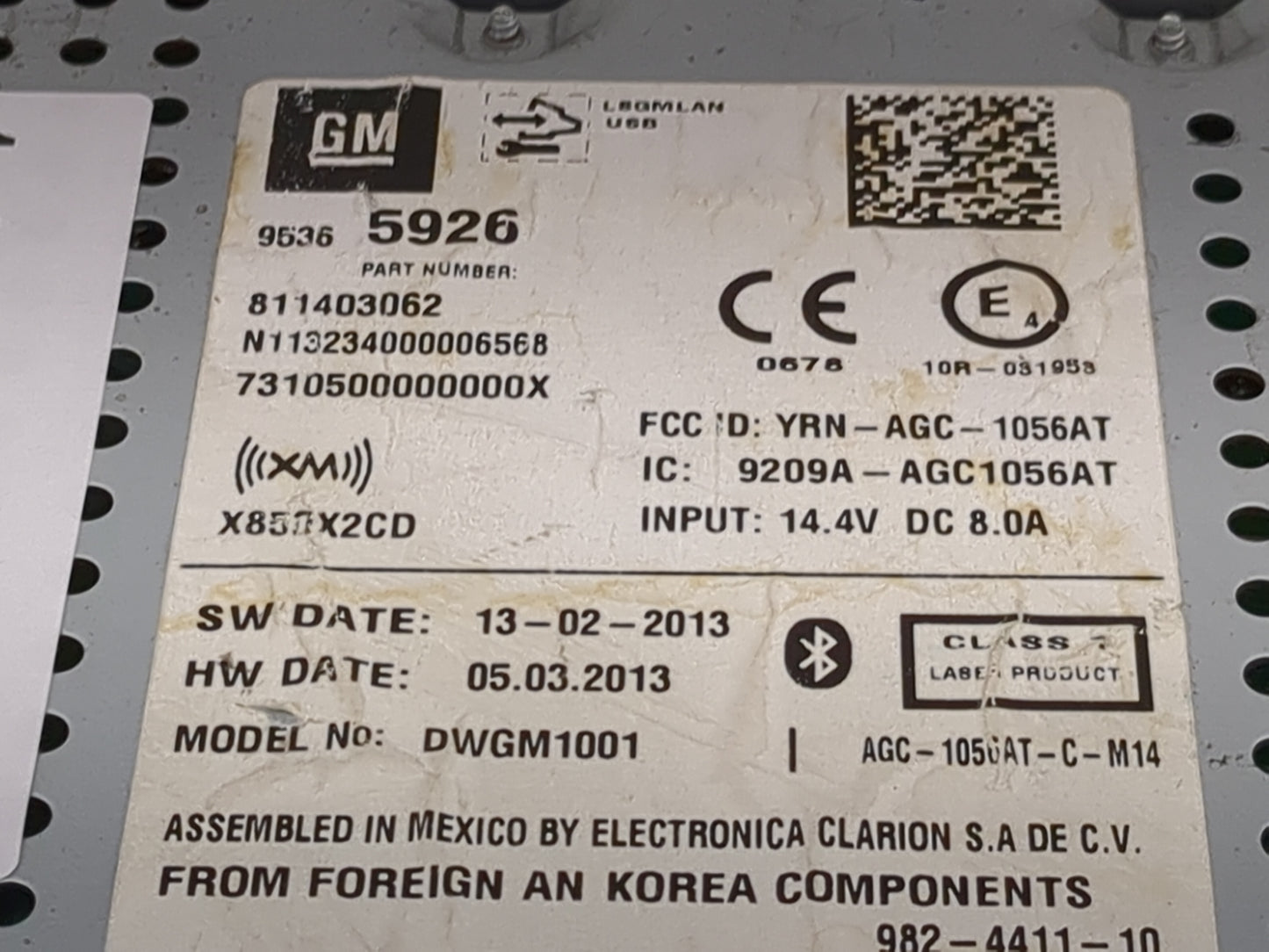 2014 Chevrolet Sonic Radio AM FM Cd Player Receiver Replacement P/N:95365926 811403062, DWGM1001, YRN-AGC-1056AT Fits OEM Us