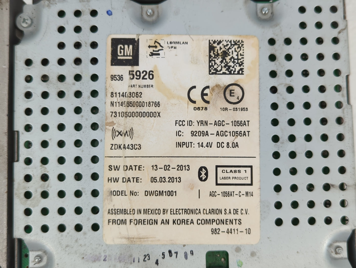 2014 Chevrolet Sonic Radio AM FM Cd Player Receiver Replacement P/N:9209A-AGC1056AT 95421353 Fits OEM Used Auto Parts - Oemu