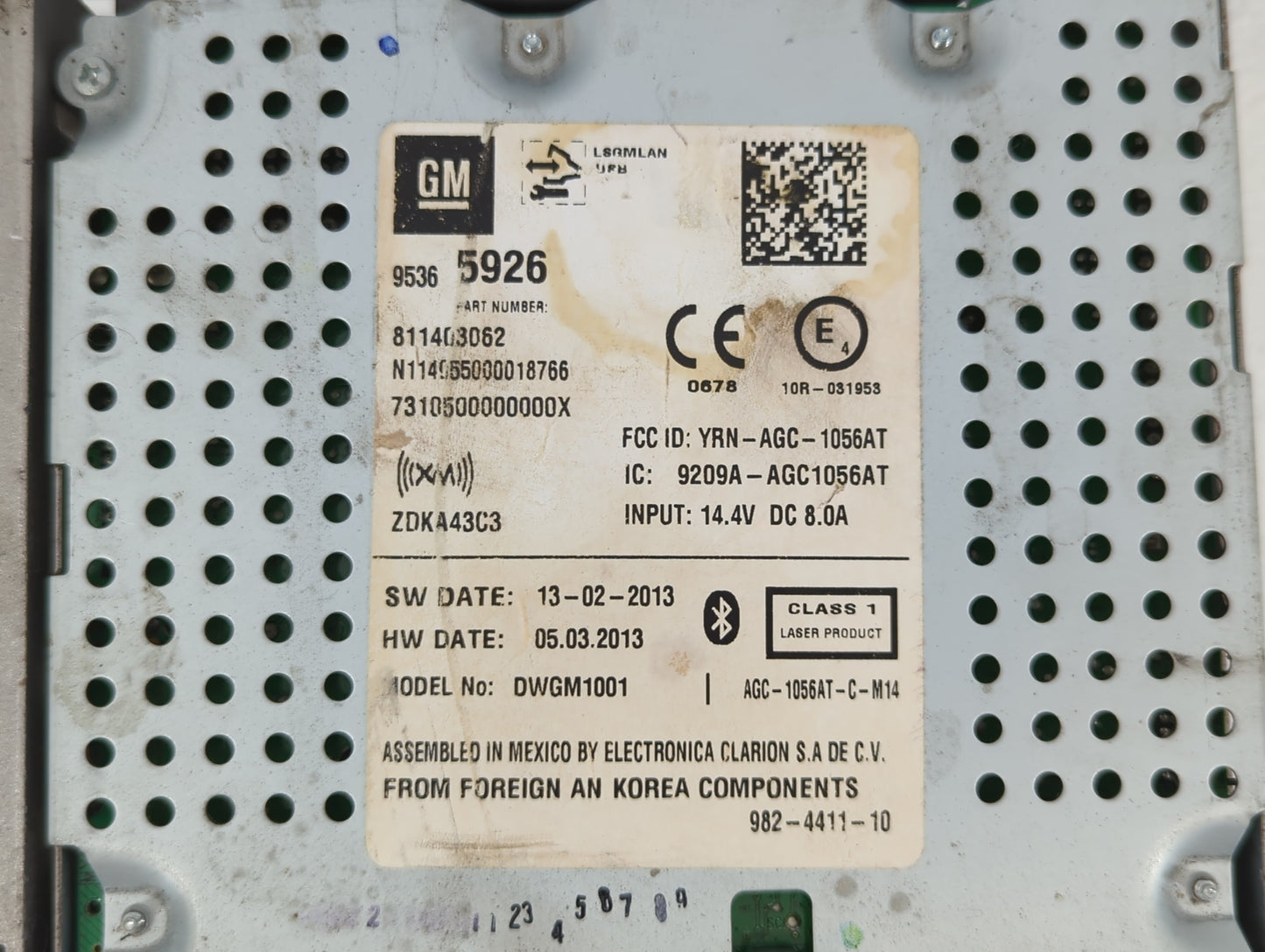 2014 Chevrolet Sonic Radio AM FM Cd Player Receiver Replacement P/N:9209A-AGC1056AT 95421353 Fits OEM Used Auto Parts - Oemu