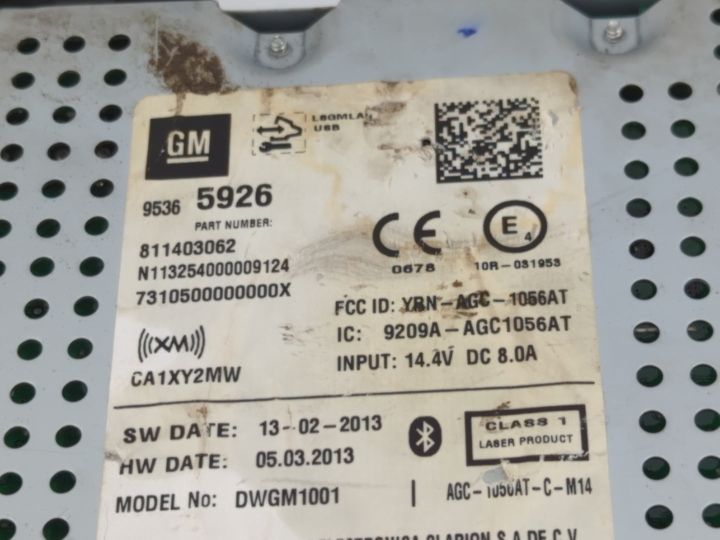 2014 Chevrolet Sonic Radio AM FM Cd Player Receiver Replacement P/N:95365926 Fits OEM Used Auto Parts - Oemusedautoparts1.co