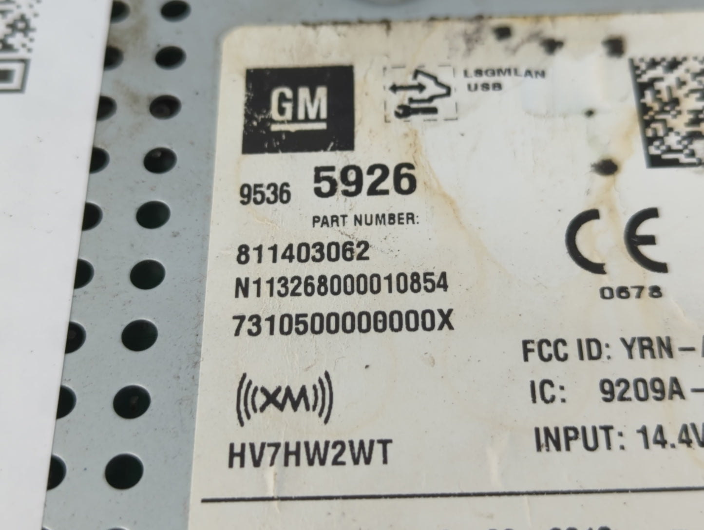 2014 Chevrolet Sonic Radio AM FM Cd Player Receiver Replacement P/N:95365926 Fits OEM Used Auto Parts - Oemusedautoparts1.co