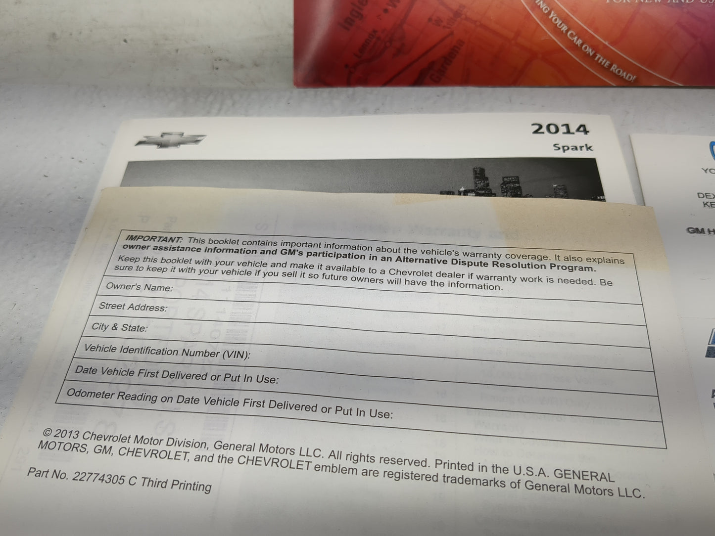 2014 Chevrolet Spark Owners Manual Book Guide OEM Used Auto Parts - Oemusedautoparts1.com