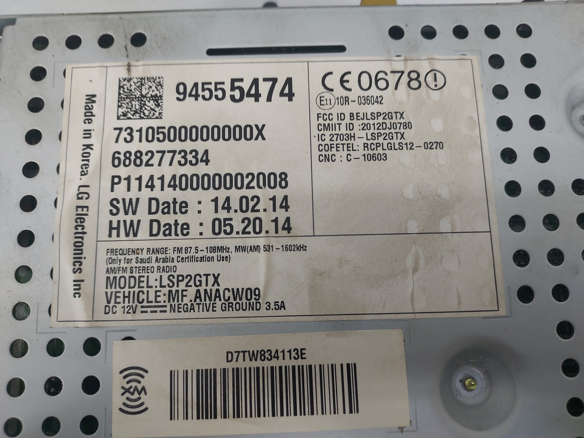 2014-2015 Chevrolet Spark Radio AM FM Cd Player Receiver Replacement P/N:94555474 BEJLSP2GTX, 2703H-LSP2GTX Fits Fits 2014 2