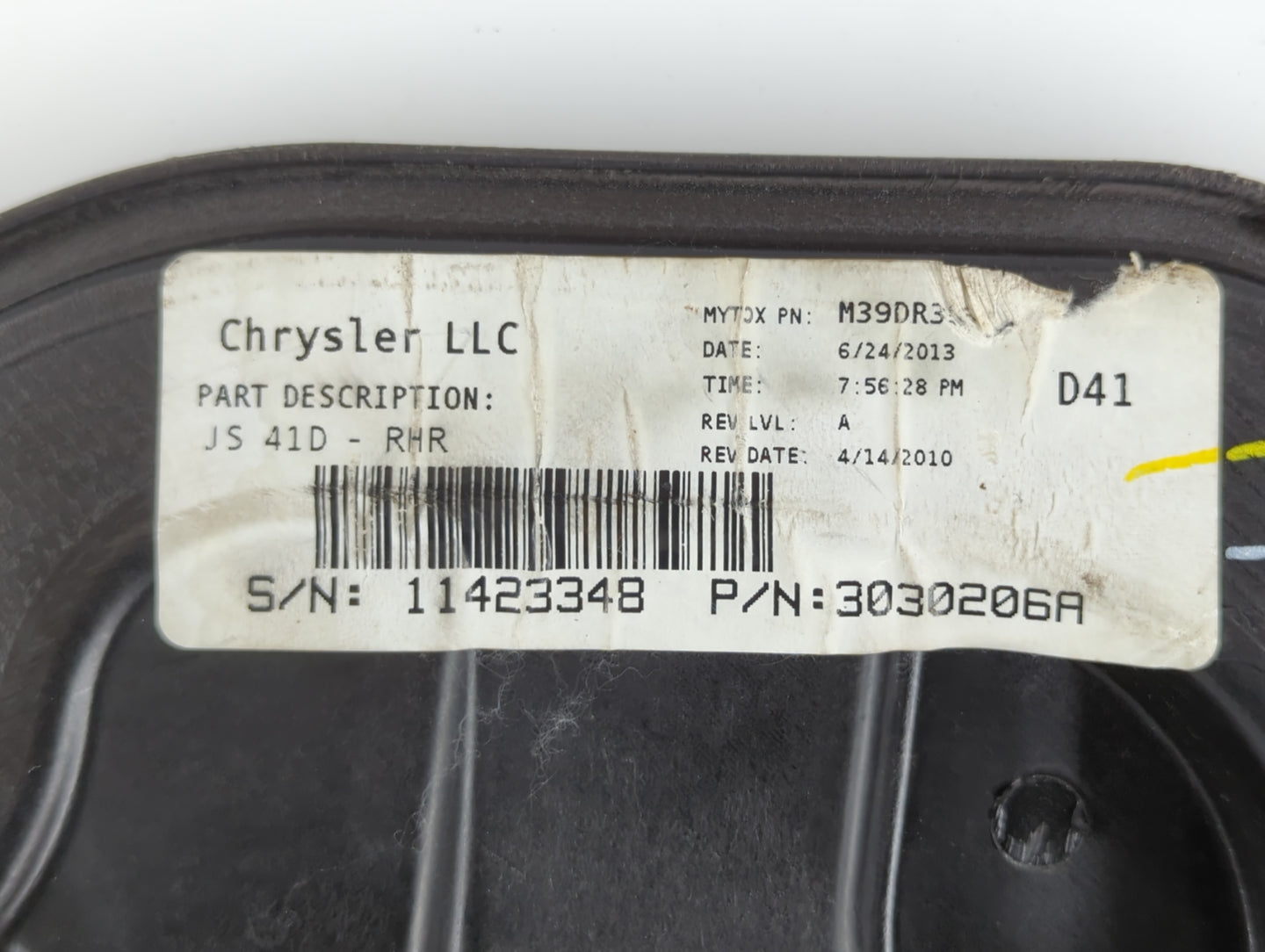 2011-2014 Chrysler 200 Used Window Regulator Right Passenger Rear Ebony - Oemusedautoparts1.com