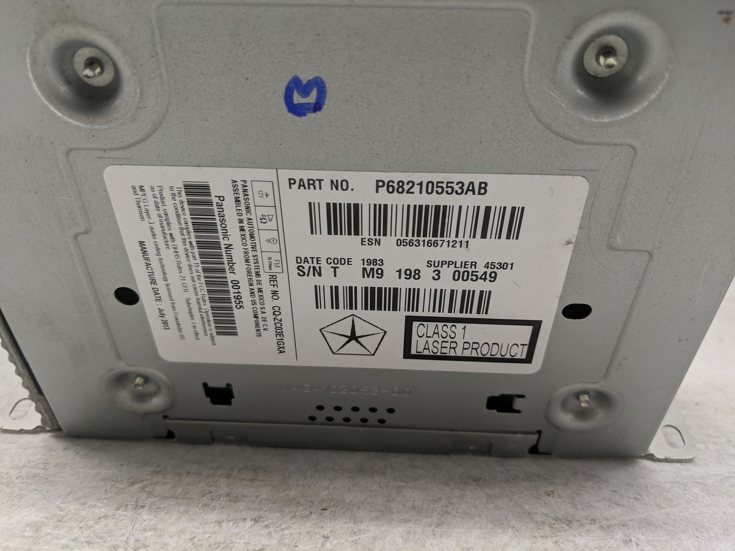 2014 Chrysler 300 Radio AM FM Cd Player Receiver Replacement P/N:P68210553AB Fits OEM Used Auto Parts - Oemusedautoparts1.co
