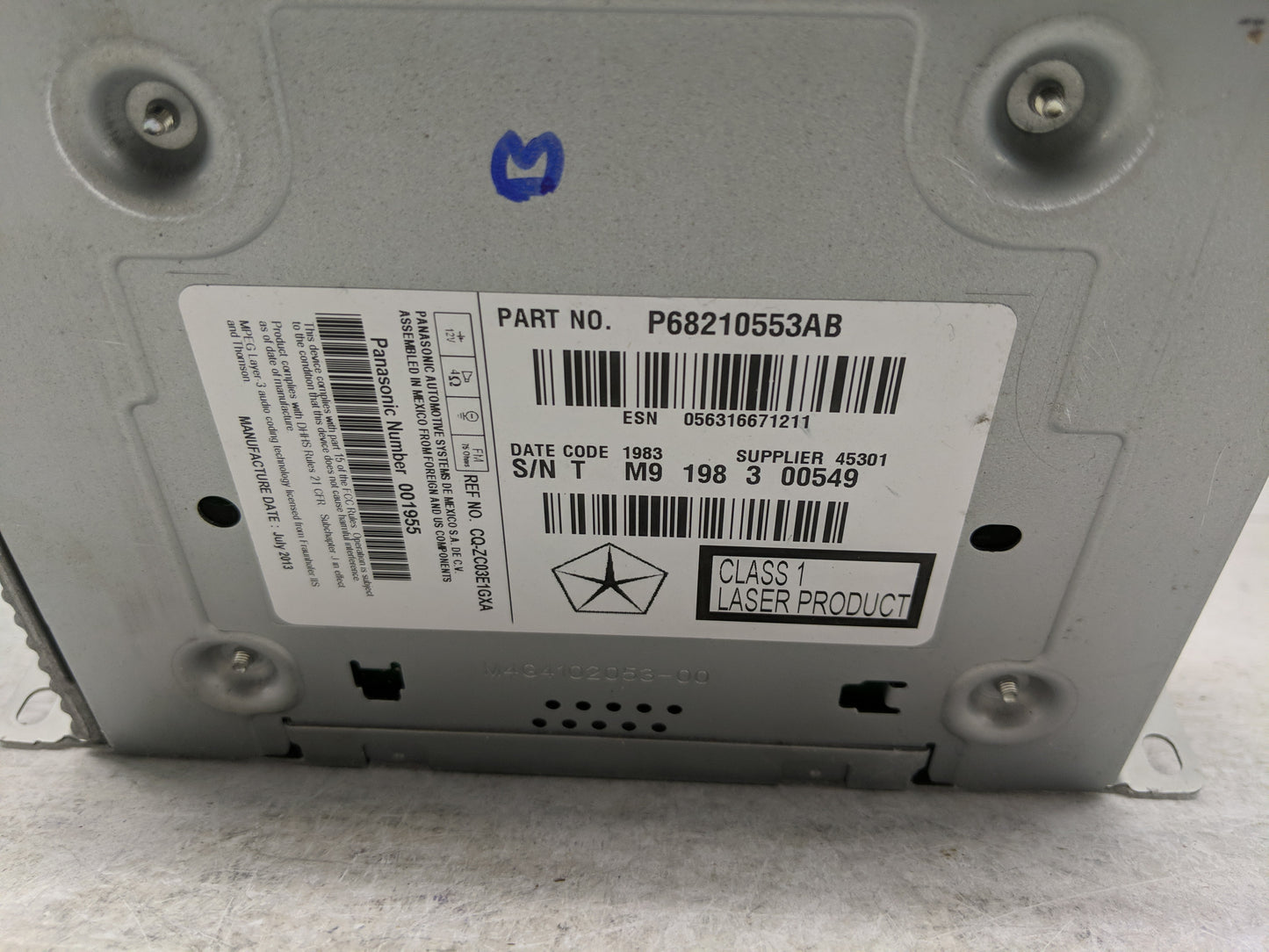 2014 Chrysler 300 Radio AM FM Cd Player Receiver Replacement P/N:P68210553AB Fits OEM Used Auto Parts - Oemusedautoparts1.co