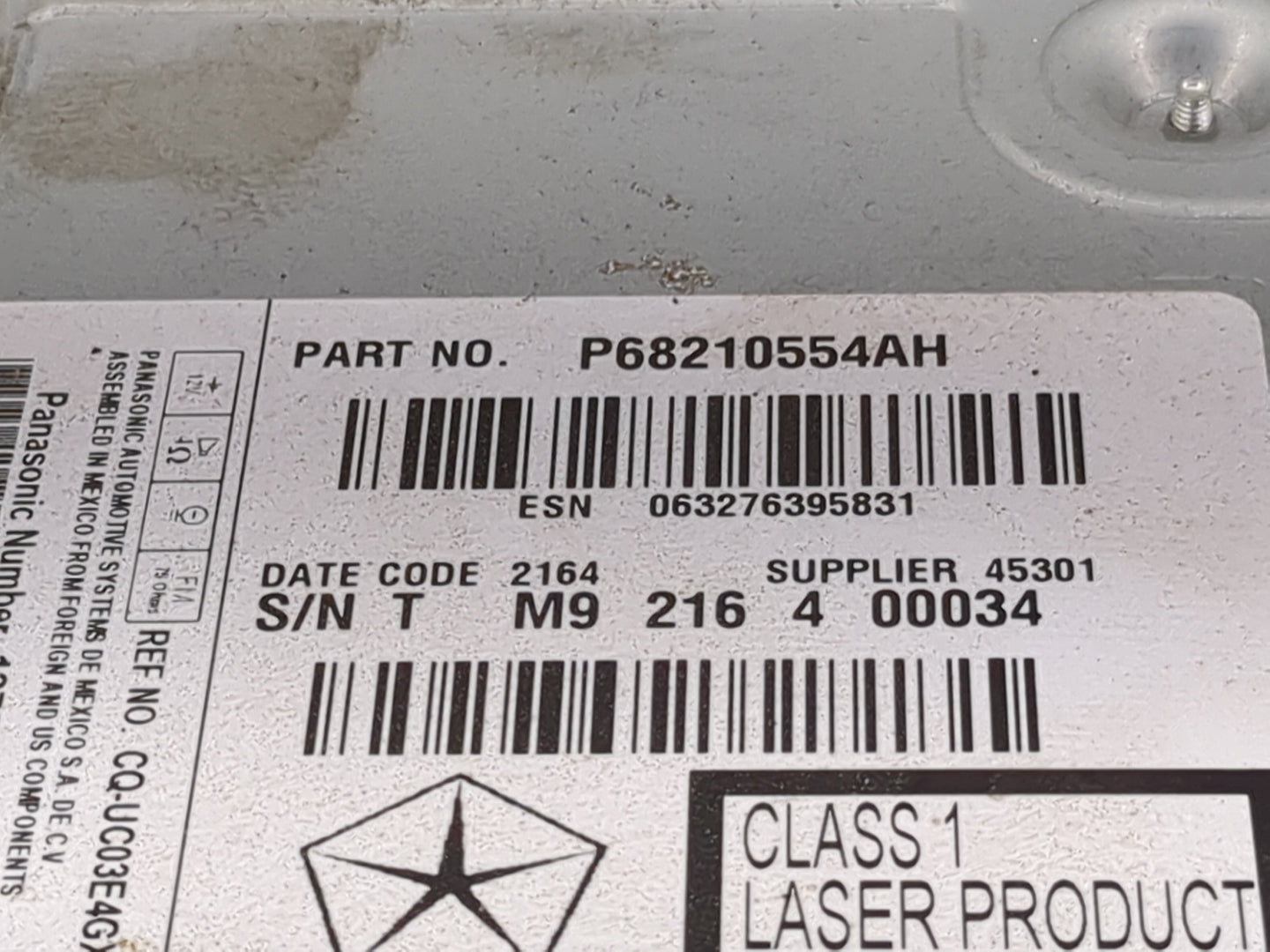 2014 Chrysler 300 Radio AM FM Cd Player Receiver Replacement P/N:P68210554AH CQ-UC03E4G, M4G4102036-00 Fits OEM Used Auto Pa