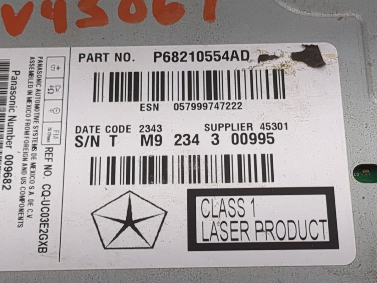 2014 Chrysler 300 Radio AM FM Cd Player Receiver Replacement P/N:P68210554AD CQ-UC03E2GXB Fits OEM Used Auto Parts - Oemused