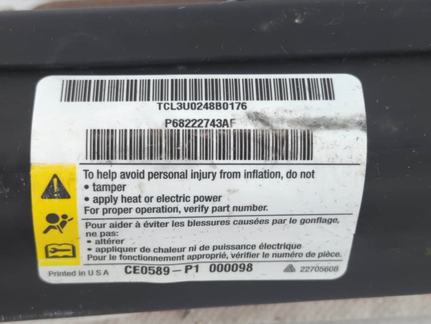 2011-2014 Chrysler 300 Passenger Curtain Air Bag Oem - Oemusedautoparts1.com
