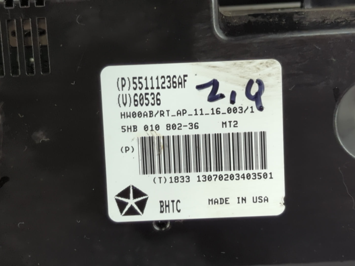 2011-2016 Chrysler Town & Country Climate Control Module Temperature AC/Heater Replacement P/N:P55111236AF Fits OEM Used Aut