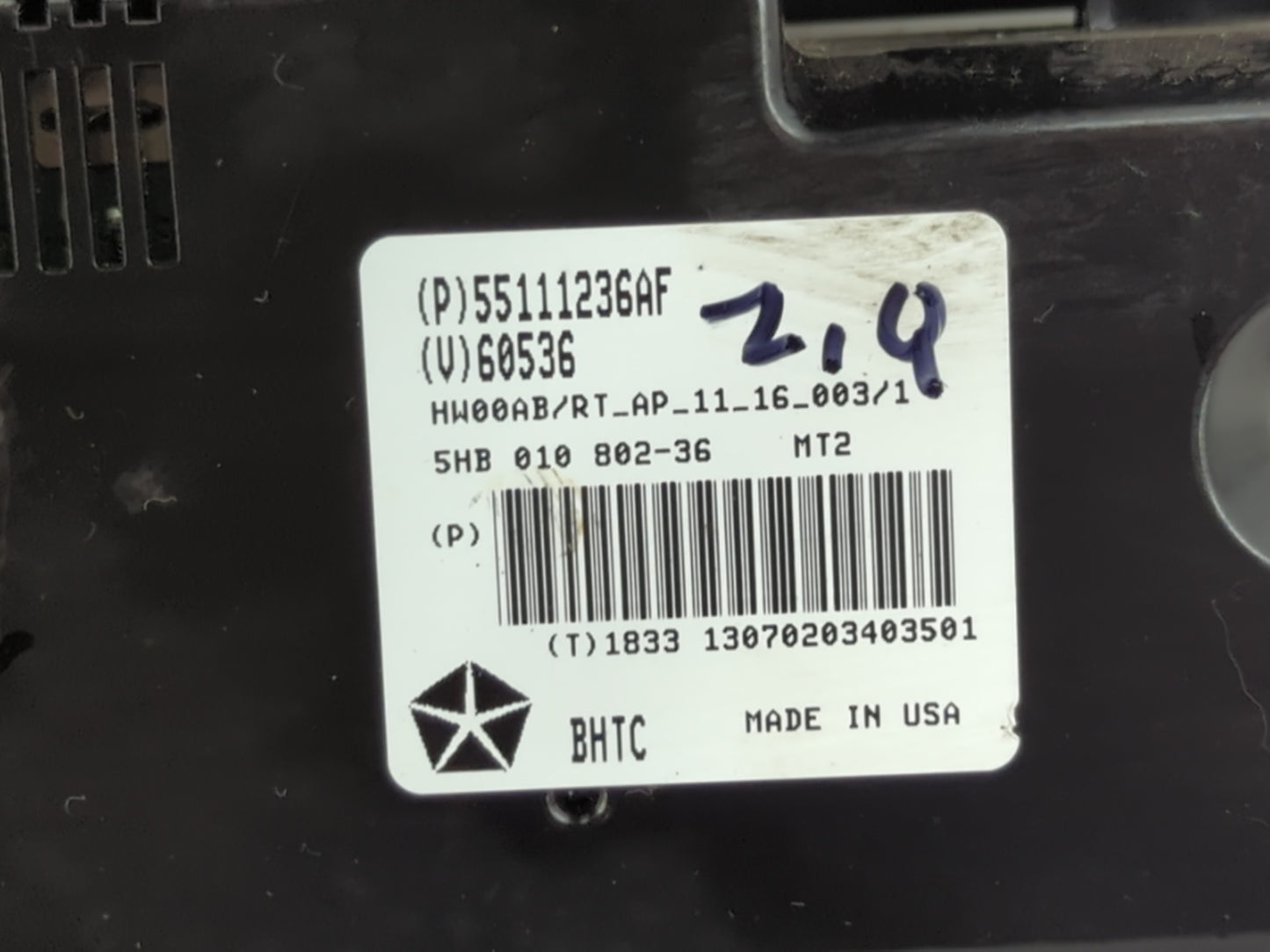 2011-2016 Chrysler Town & Country Climate Control Module Temperature AC/Heater Replacement P/N:P55111236AF Fits OEM Used Aut