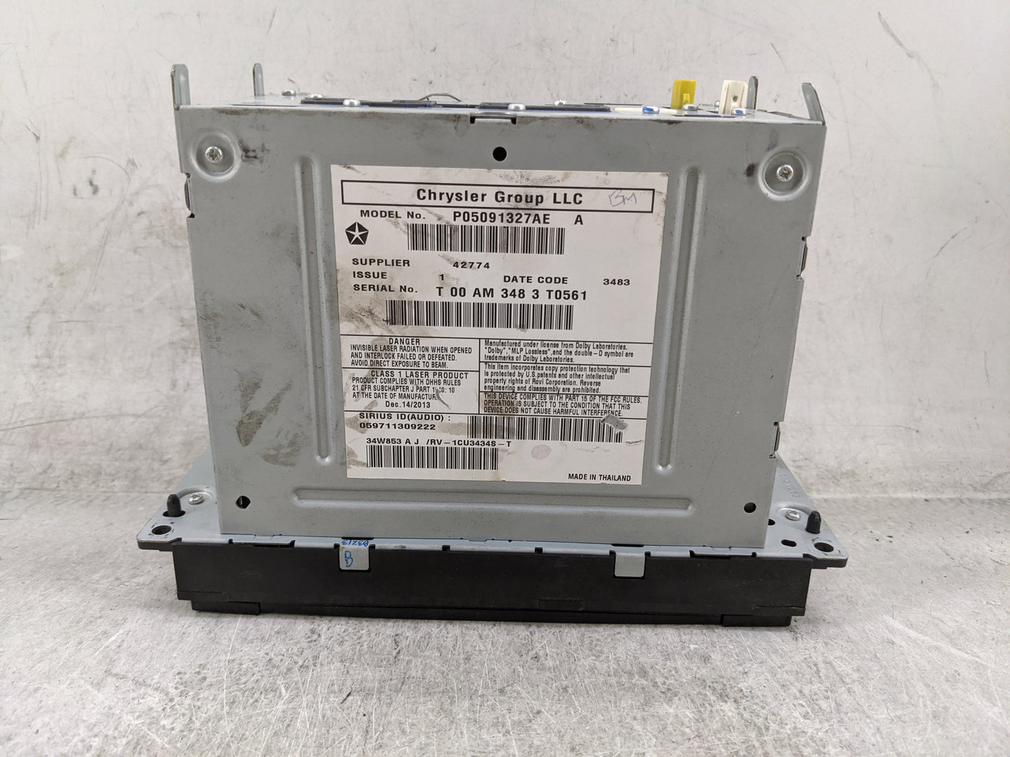 2012-2016 Chrysler Town & Country Radio AM FM Cd Player Receiver Replacement P/N:P05091327AE Fits OEM Used Auto Parts - Oemu
