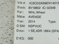 2008-2014 Dodge Avenger Spare Donut Tire Wheel Rim Oem - Oemusedautoparts1.com