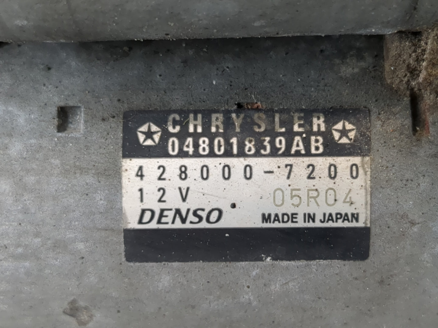 2014 Dodge Caravan Car Starter Motor Solenoid OEM P/N:428000-7200 04801839AB Fits OEM Used Auto Parts - Oemusedautoparts1.co