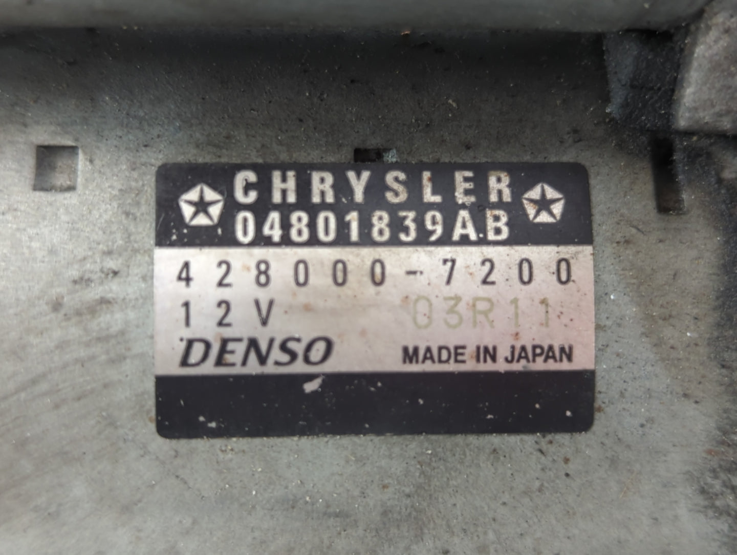 2014 Dodge Caravan Car Starter Motor Solenoid OEM P/N:04801839AB 428000-7200 Fits OEM Used Auto Parts - Oemusedautoparts1.co
