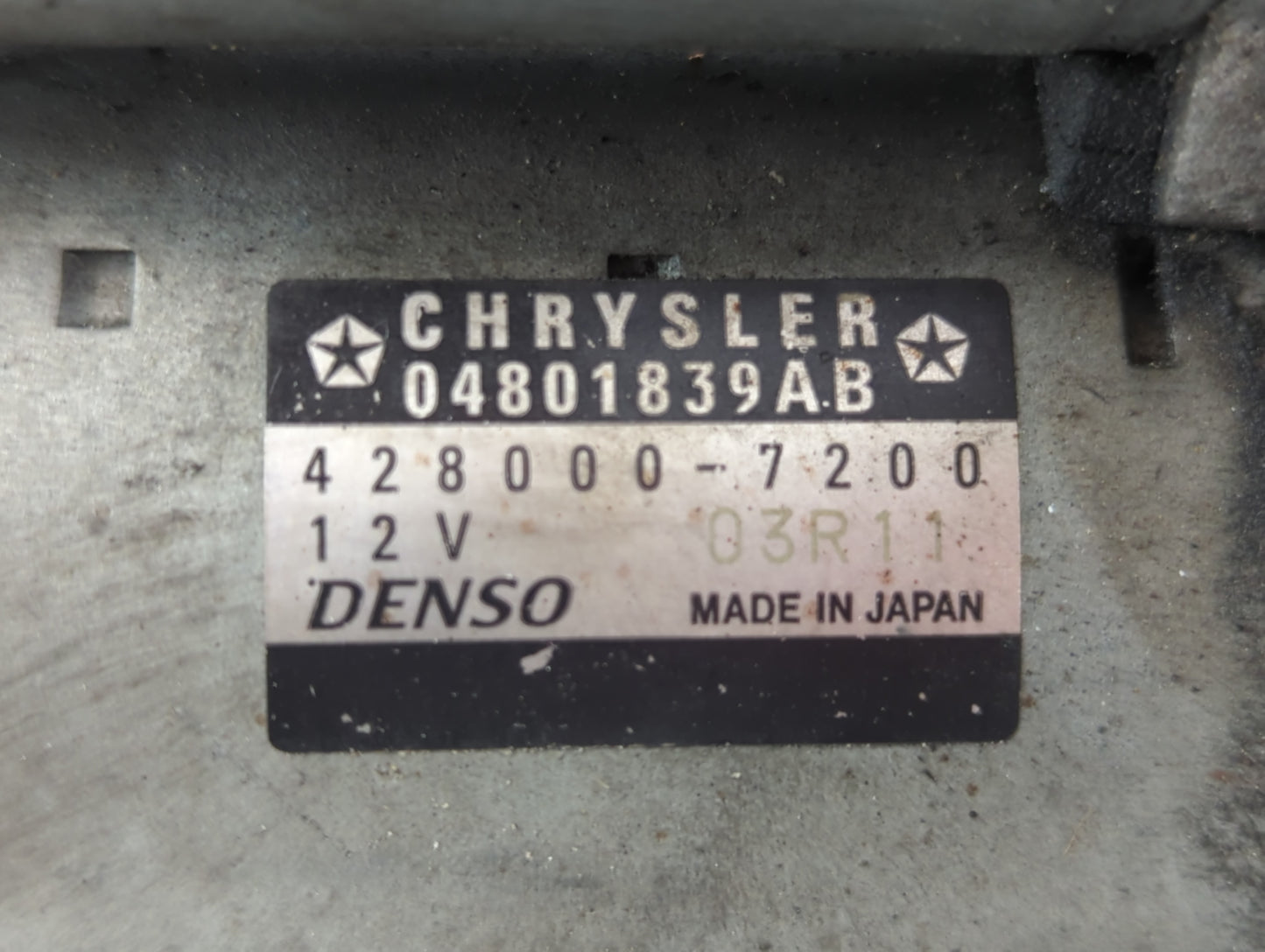 2014 Dodge Caravan Car Starter Motor Solenoid OEM P/N:04801839AB 428000-7200 Fits OEM Used Auto Parts - Oemusedautoparts1.co
