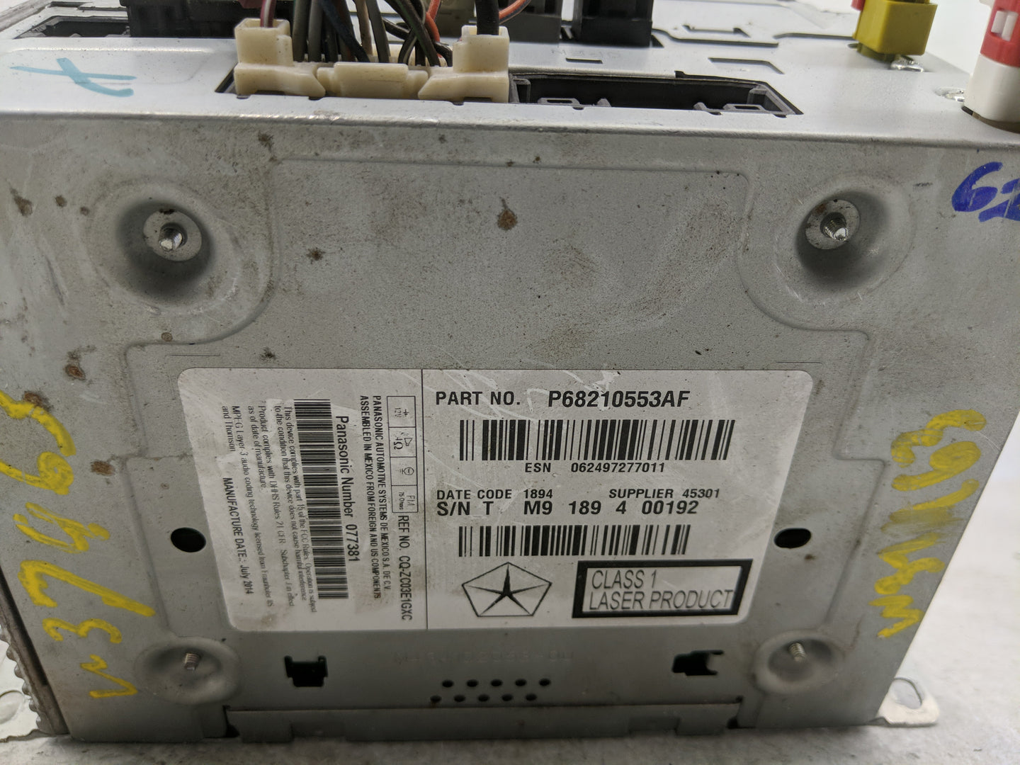 2013-2014 Dodge Charger Radio AM FM Cd Player Receiver Replacement P/N:P68210553AF Fits Fits 2013 2014 OEM Used Auto Parts -