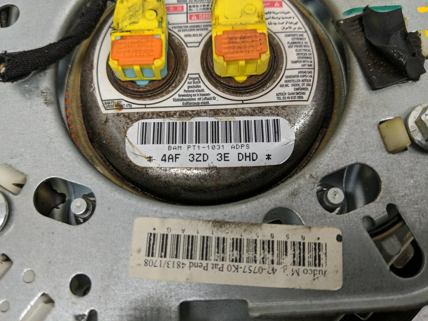 2011-2014 Dodge Charger Air Bag Driver Left Steering Wheel Mounted P/N:4AF 3ZD 3E DHD Fits Fits 2011 2012 2013 2014 OEM Used