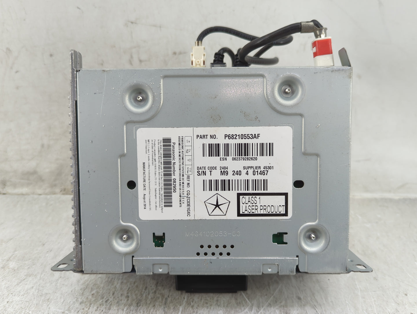 2014 Dodge Charger Radio AM FM Cd Player Receiver Replacement P/N:P68210553AF CQ-ZC03E1GXC Fits OEM Used Auto Parts - Oemuse