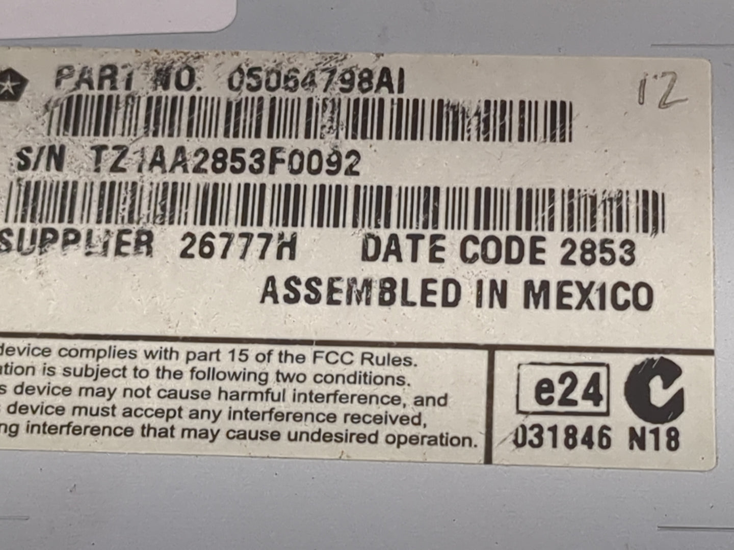 2011-2014 Dodge Charger Information Display Screen 1473135 - Oemusedautoparts1.com