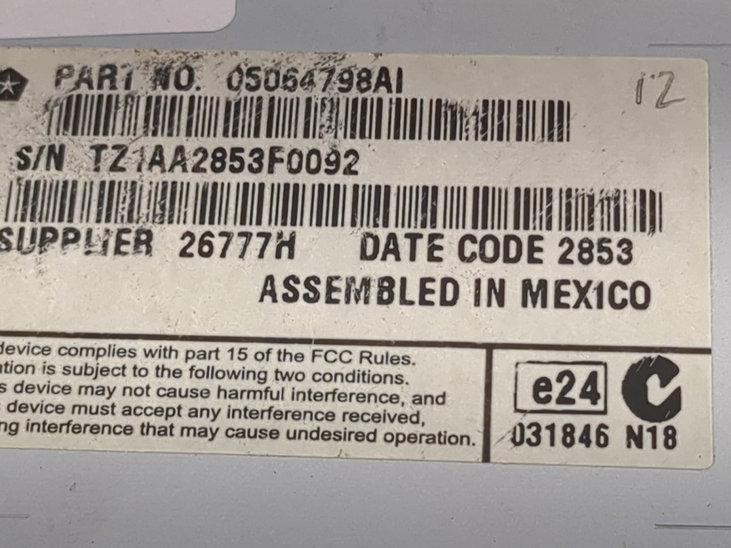 2011-2014 Dodge Charger Information Display Screen 1473135 - Oemusedautoparts1.com