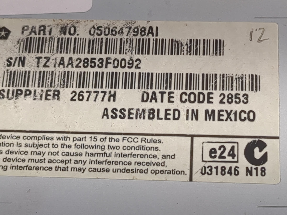 2011-2014 Dodge Charger Information Radio Display Screen 1473135 - Oemusedautoparts1.com