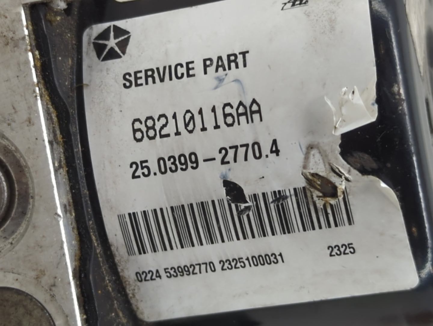 2013-2014 Dodge Charger ABS Pump Control Module Replacement P/N:25.0399-2770.4 68210116AA Fits Fits 2013 2014 OEM Used Auto 