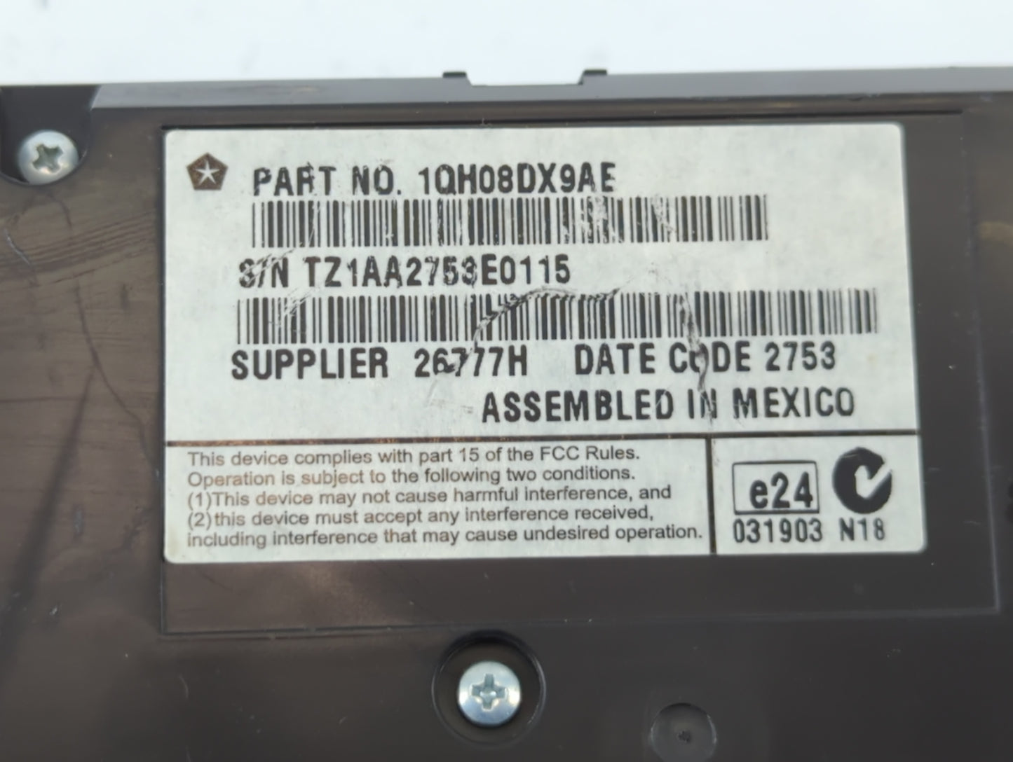 2014 Dodge Charger Climate Control Module Temperature AC/Heater Replacement P/N:1QH08DX9AE Fits OEM Used Auto Parts - Oemuse