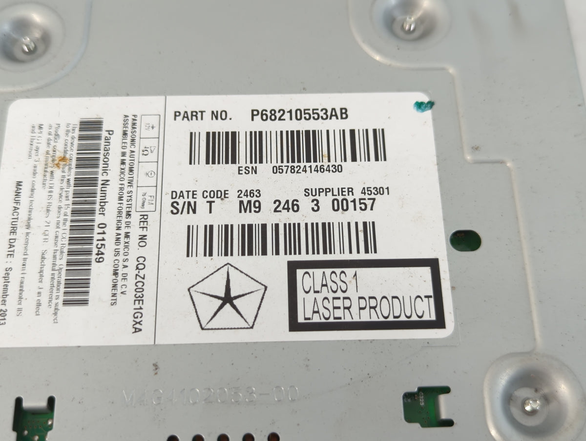 2014 Dodge Charger Radio AM FM Cd Player Receiver Replacement P/N:P68210553AB Fits OEM Used Auto Parts - Oemusedautoparts1.c