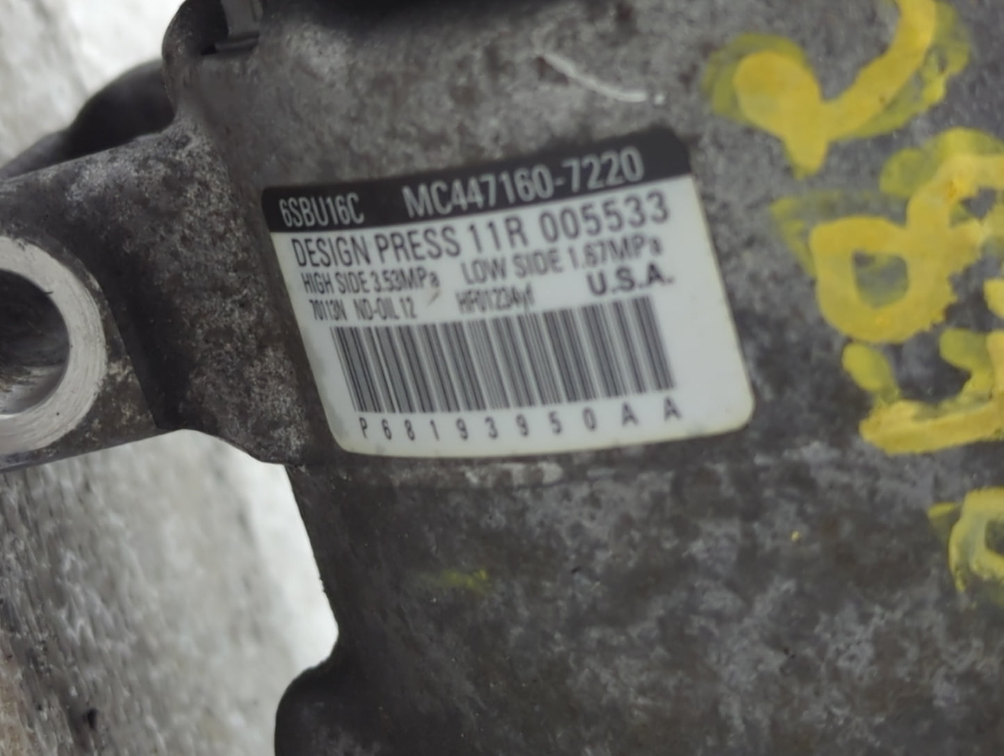 2014-2016 Dodge Dart Air Conditioning A/c Ac Compressor Oem - Oemusedautoparts1.com