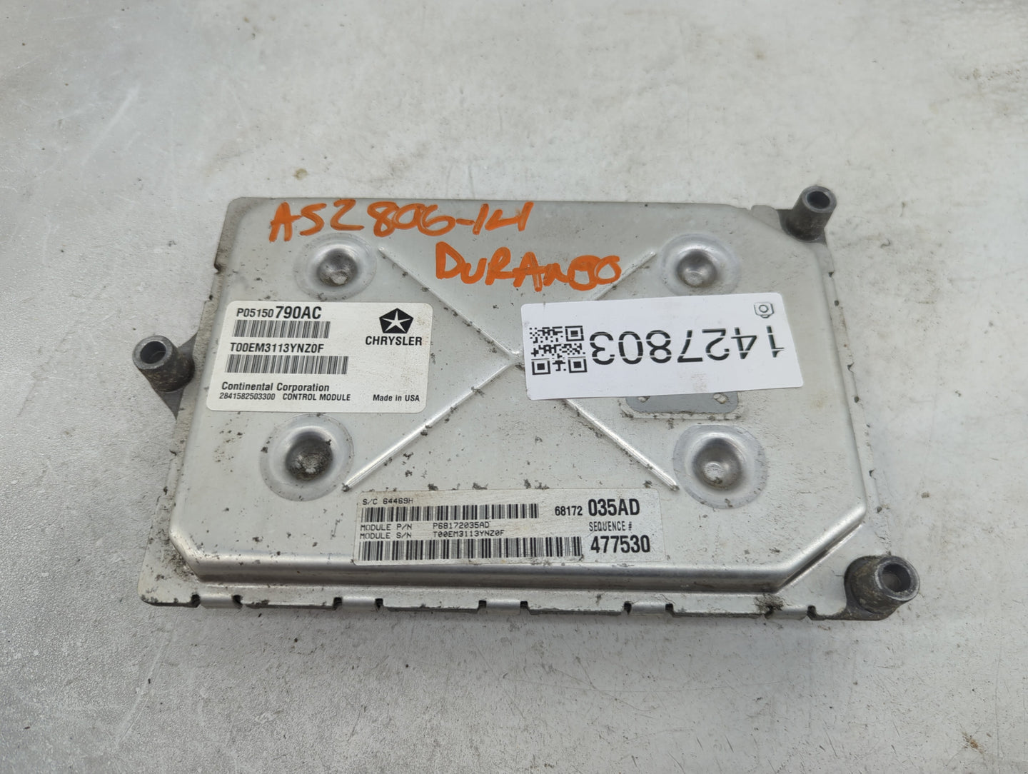 2014 Dodge Durango PCM Engine Control Computer ECU ECM PCU OEM P/N:68172035AD Fits OEM Used Auto Parts - Oemusedautoparts1.c