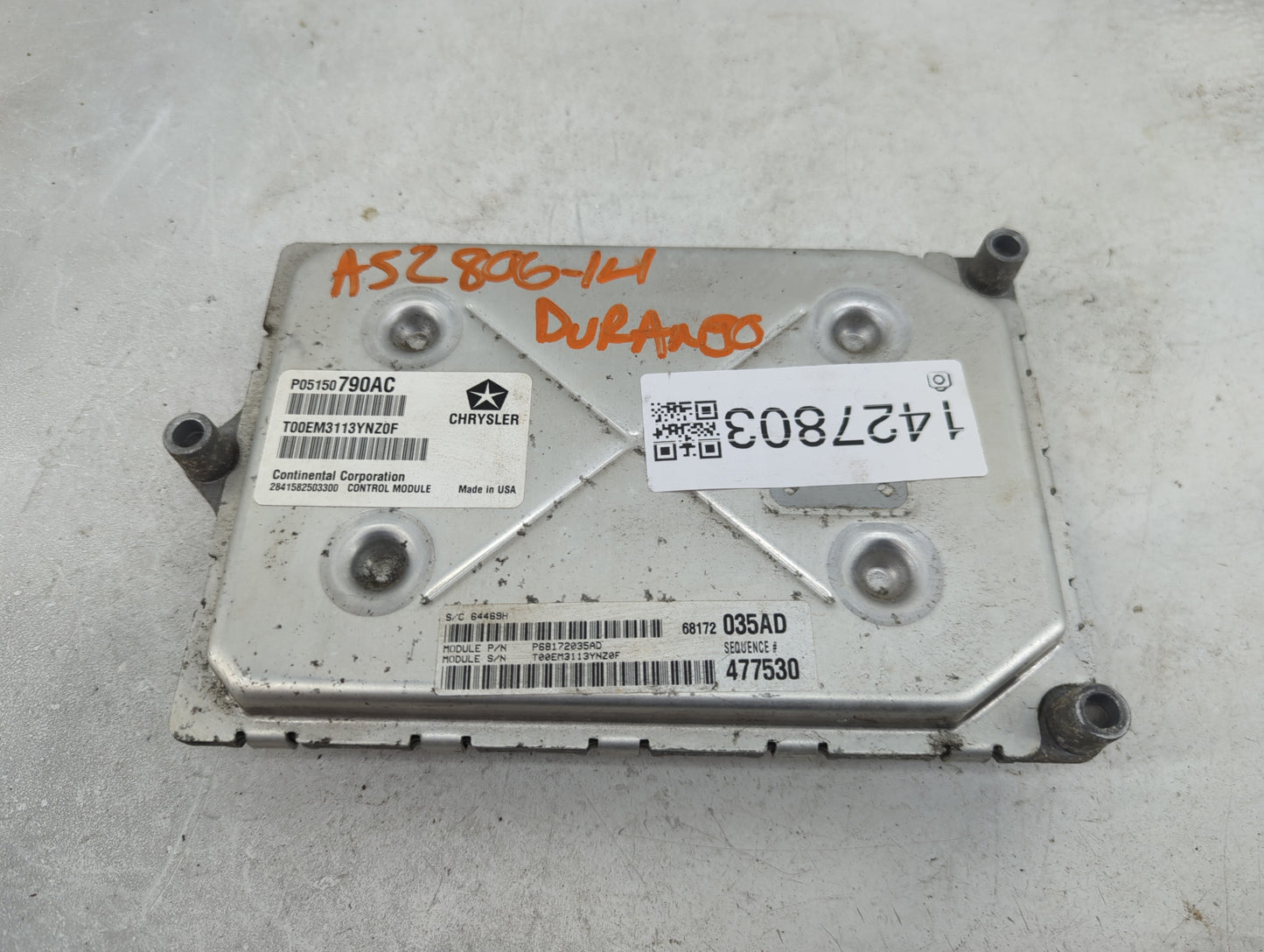 2014 Dodge Durango PCM Engine Control Computer ECU ECM PCU OEM P/N:68172035AD Fits OEM Used Auto Parts - Oemusedautoparts1.c