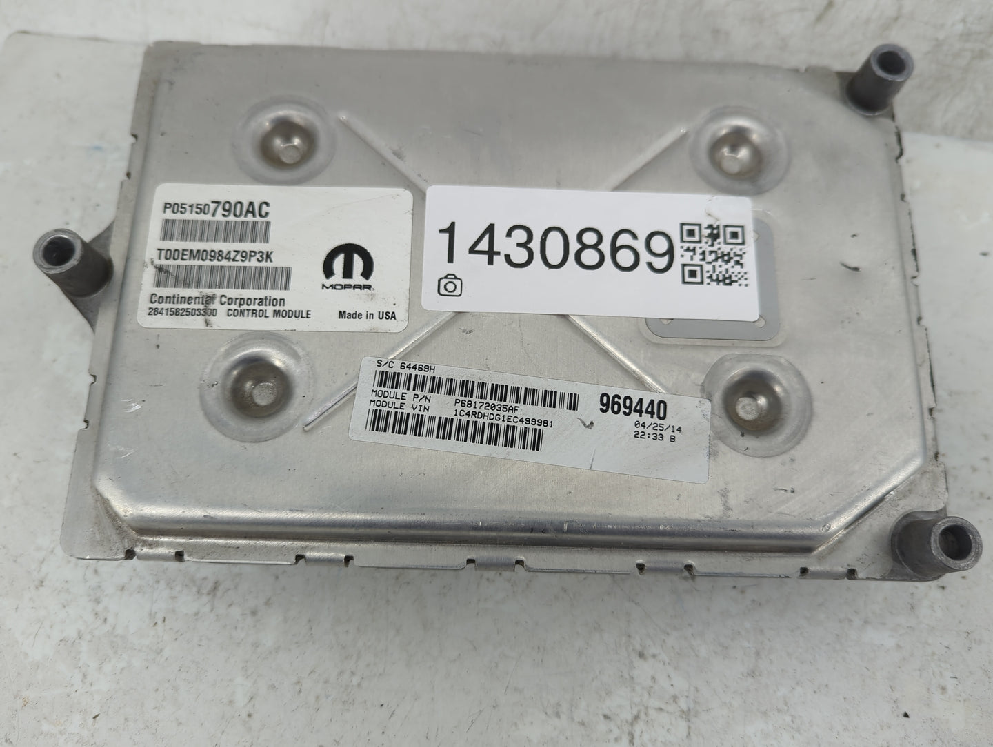 2014 Dodge Durango PCM Engine Control Computer ECU ECM PCU OEM P/N:P05150790AC 68172035AD Fits OEM Used Auto Parts - Oemused