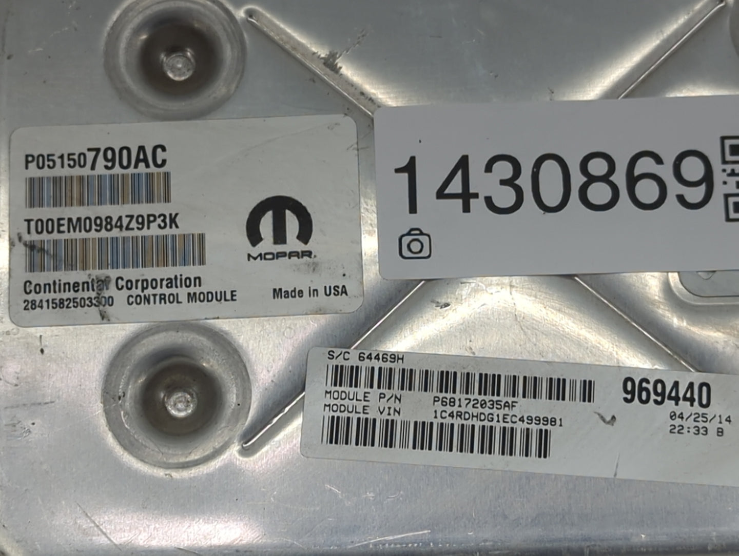 2014 Dodge Durango PCM Engine Control Computer ECU ECM PCU OEM P/N:P05150790AC 68172035AD Fits OEM Used Auto Parts - Oemused