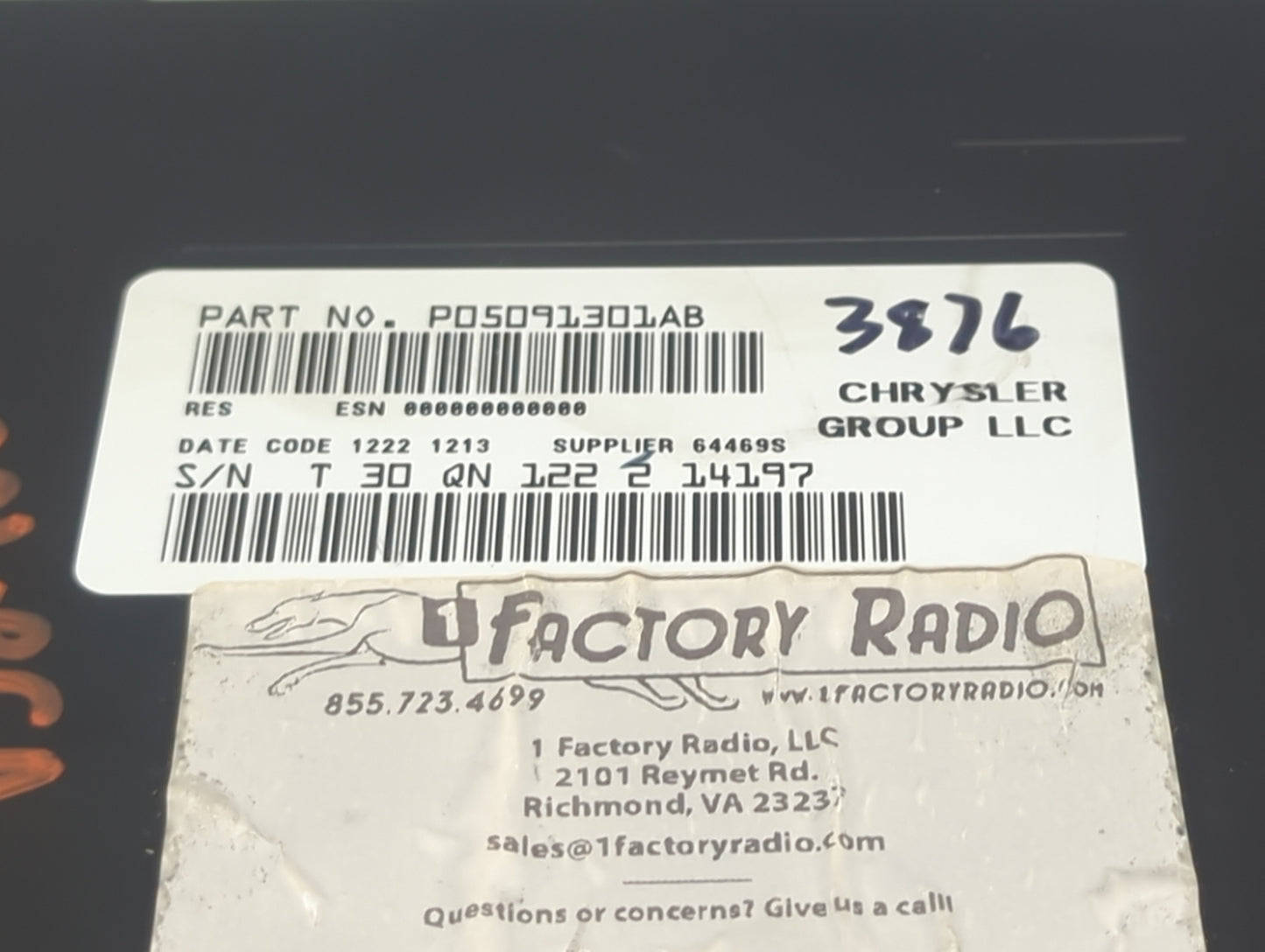 2012-2020 Dodge Grand Caravan Radio AM FM Cd Player Receiver Replacement P/N:P05091301AB Fits OEM Used Auto Parts - Oemuseda