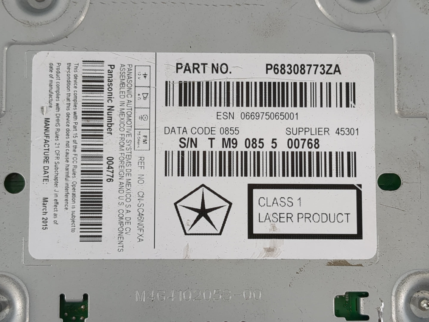 2014 Dodge Journey Radio AM FM Cd Player Receiver Replacement P/N:P68308773ZA Fits OEM Used Auto Parts - Oemusedautoparts1.c
