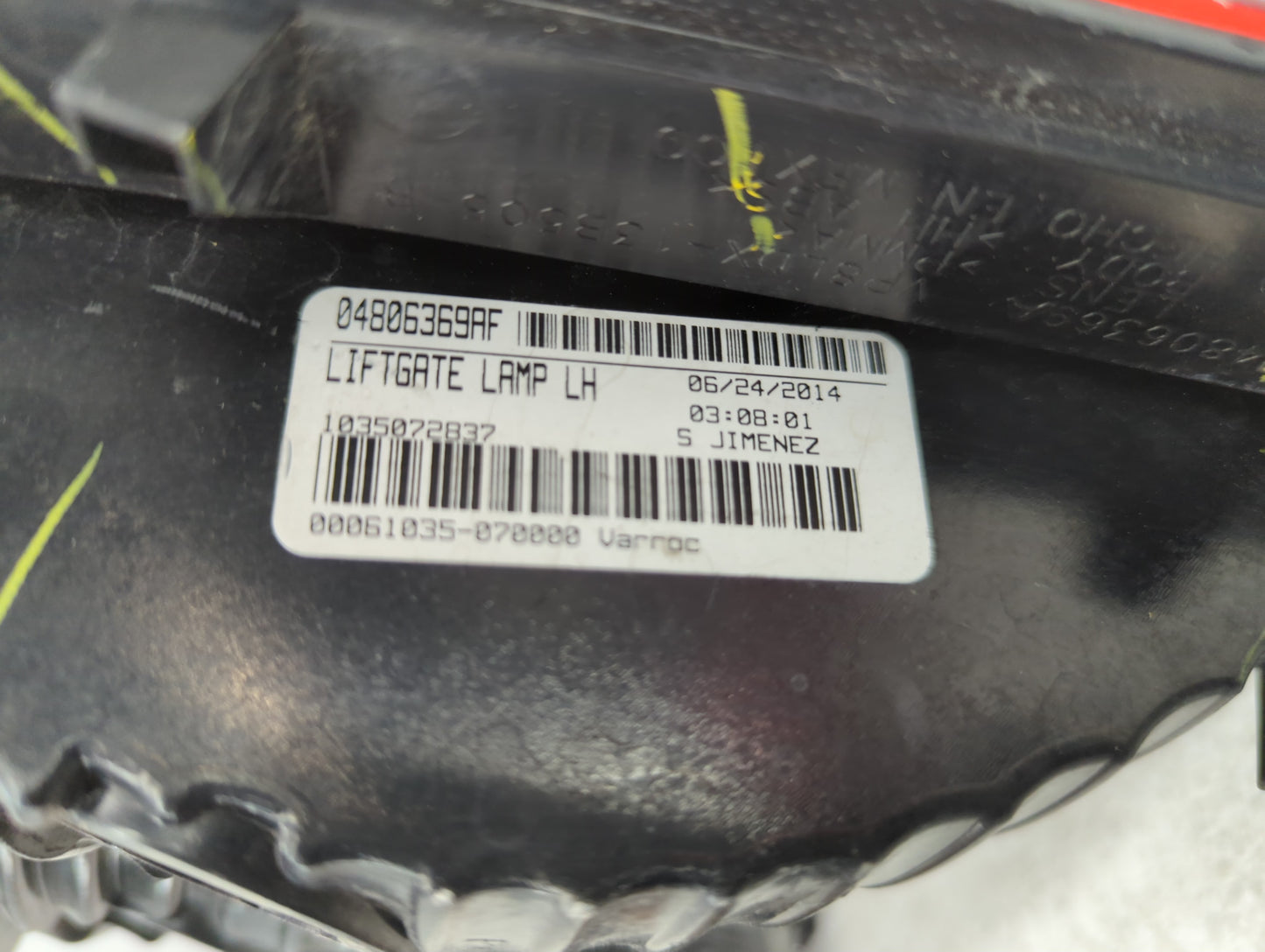 2014 Dodge Journey Tail Light Assembly Driver Left OEM P/N:04806369AF Fits OEM Used Auto Parts - Oemusedautoparts1.com