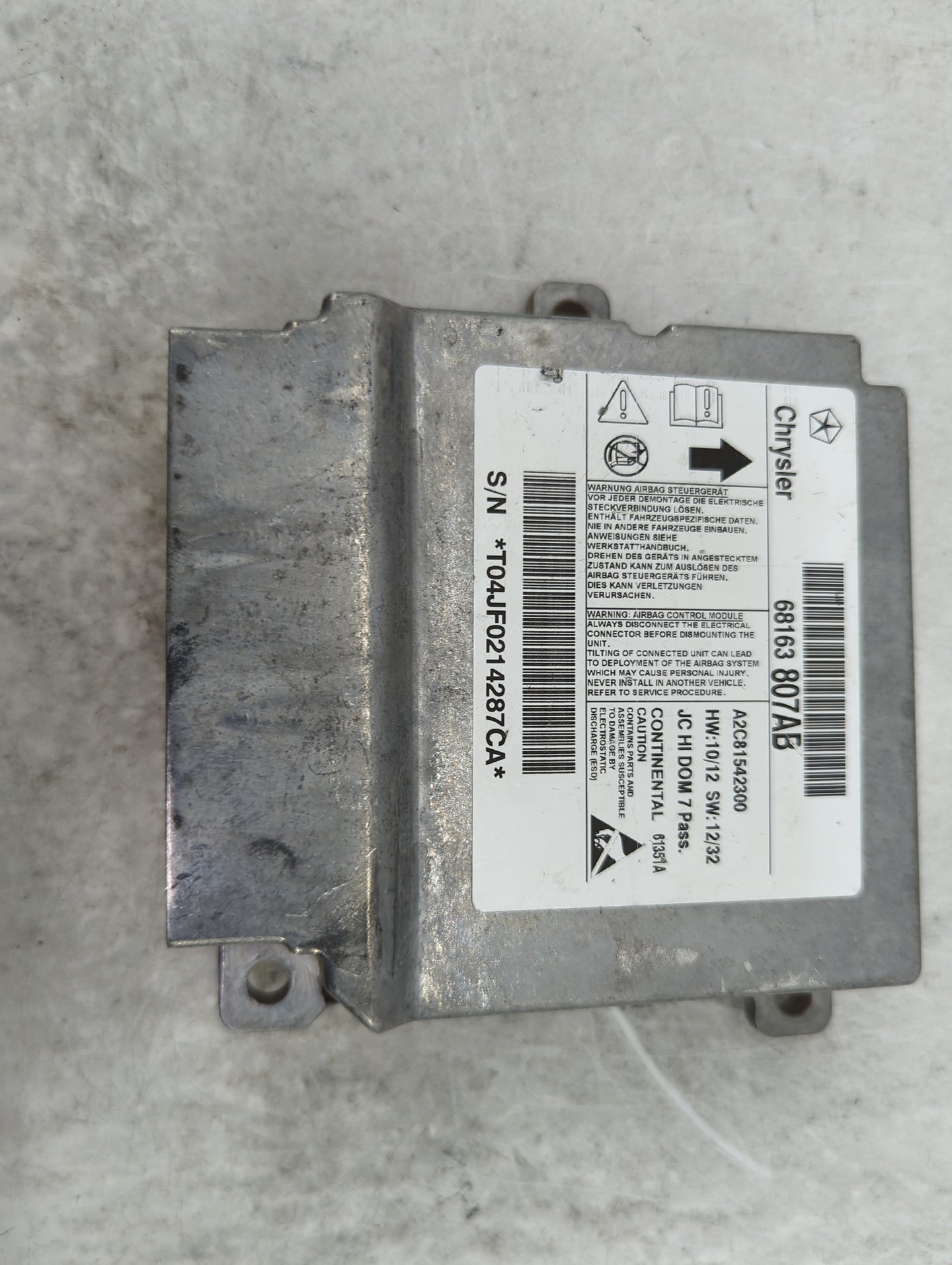 2014 Dodge Journey Safety Restraint Srs Airbag Control Module - Oemusedautoparts1.com
