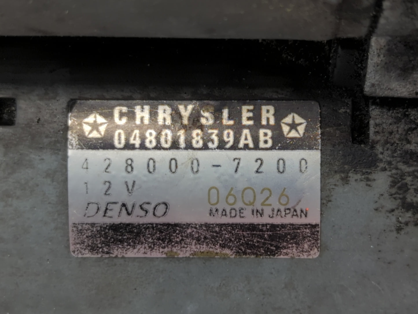 2011-2019 Dodge Journey Car Starter Motor Solenoid OEM P/N:428000-7200 04801839AB Fits OEM Used Auto Parts - Oemusedautopart