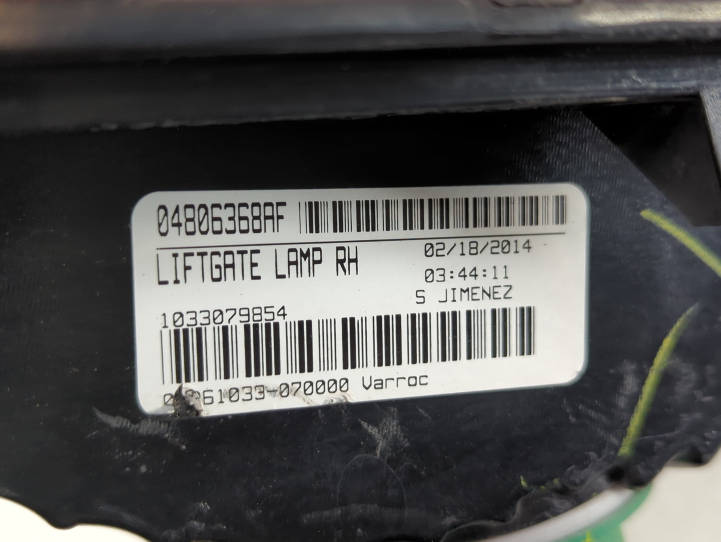 2014 Dodge Journey Tail Light Assembly Passenger Right OEM P/N:04806368AF Fits OEM Used Auto Parts - Oemusedautoparts1.com