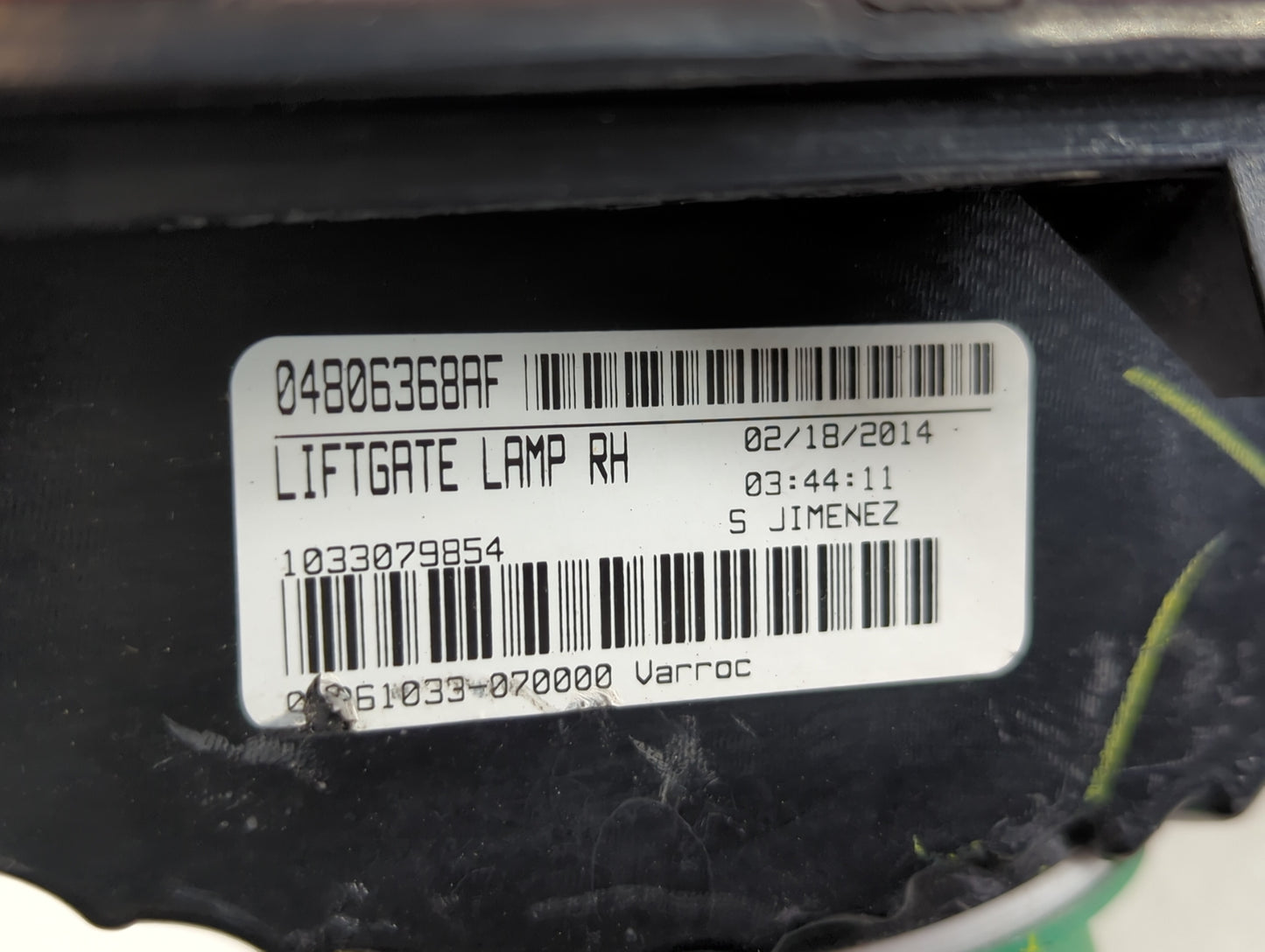 2014 Dodge Journey Tail Light Assembly Passenger Right OEM P/N:04806368AF Fits OEM Used Auto Parts - Oemusedautoparts1.com