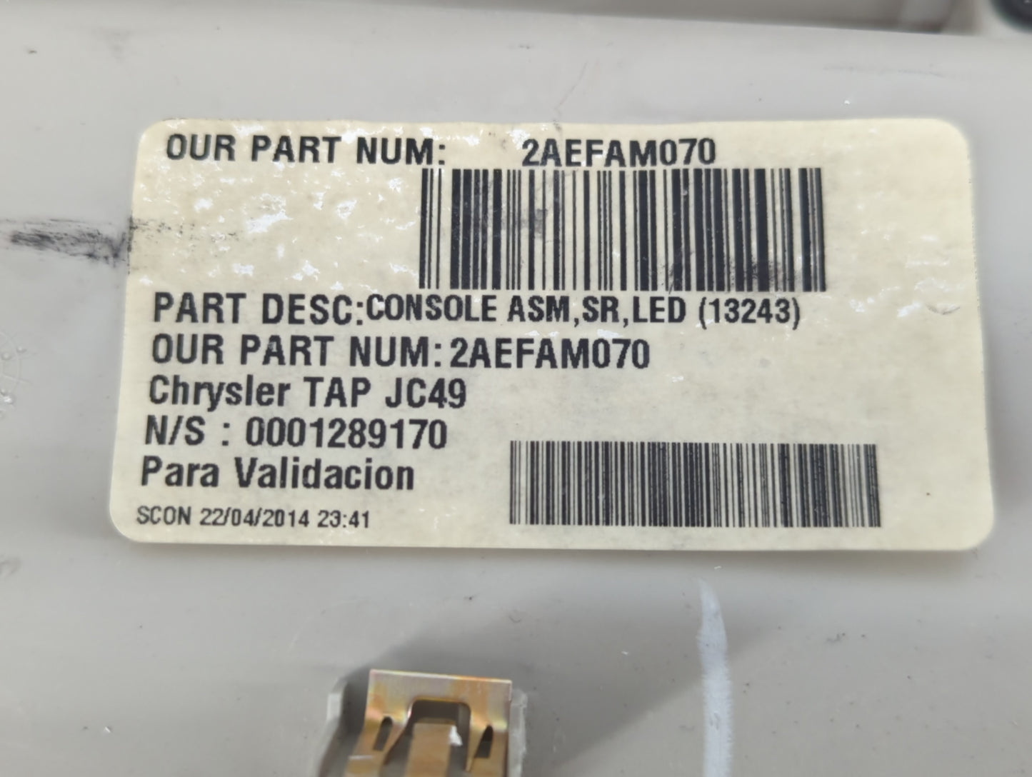 2012-2019 Dodge Journey Overhead Roof Console 889052 - Oemusedautoparts1.com